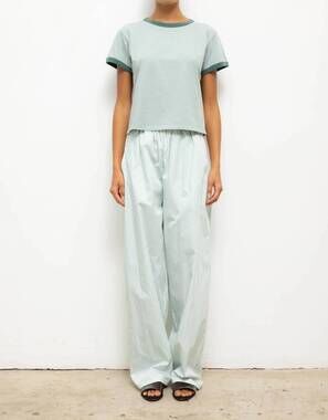 NEW LESET yoshi wide leg pants in vert stripe